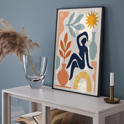Abstract Blue Figure - Modern Cut-Out Style Wall Art Print