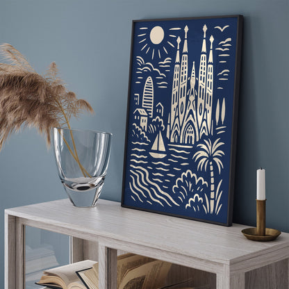 Barcelona Poster - Modern Cityscape Travel Wall Art