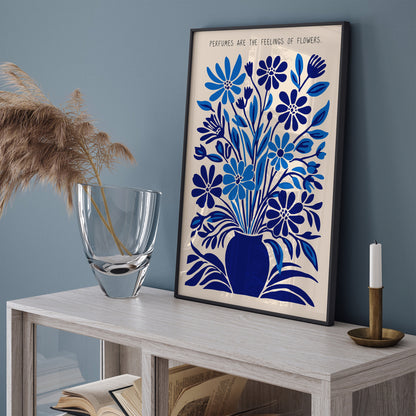 Blue Botanical Wall Art Bathroom Decor