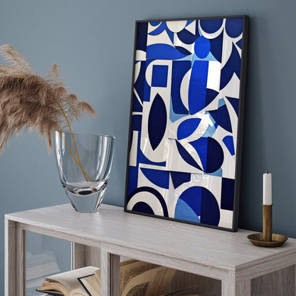 Blue Indigo Shapes Abstract Wall Art