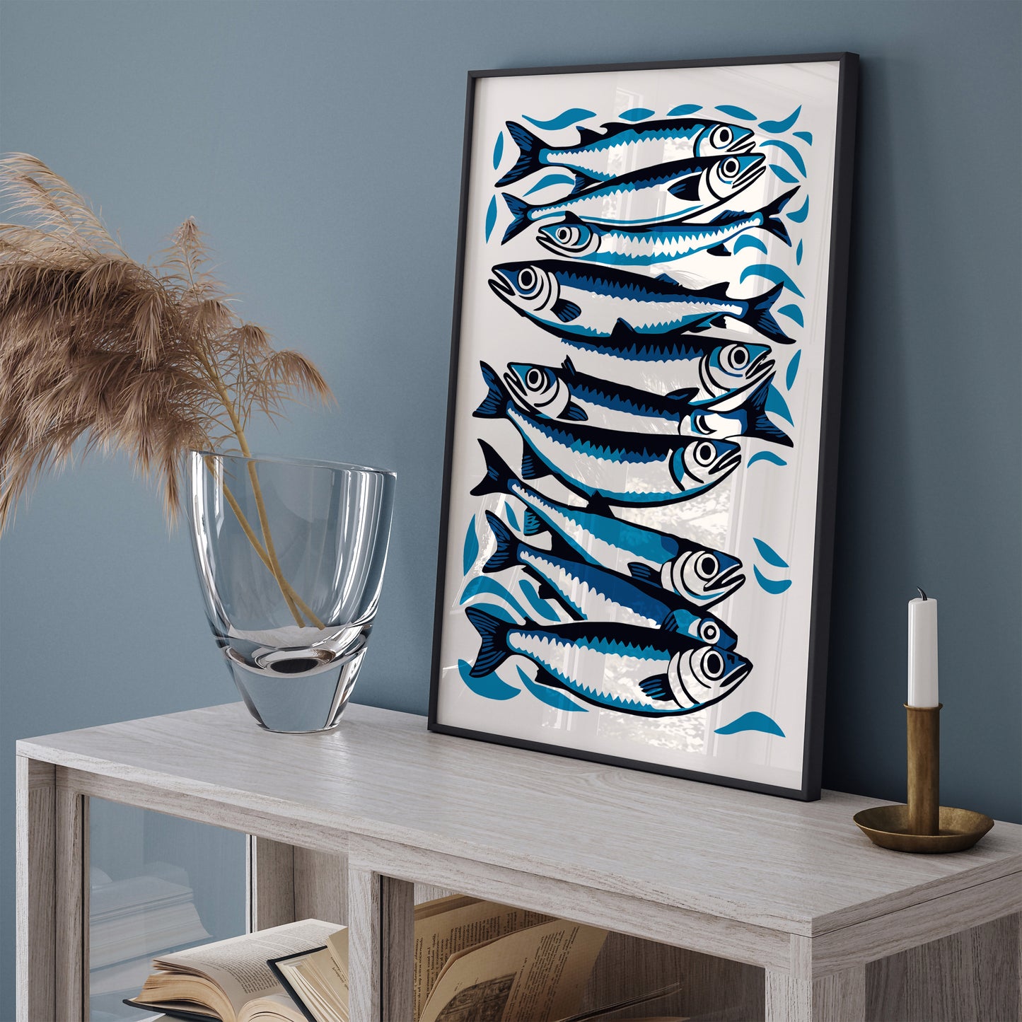 Sardines Fish Blue Poster