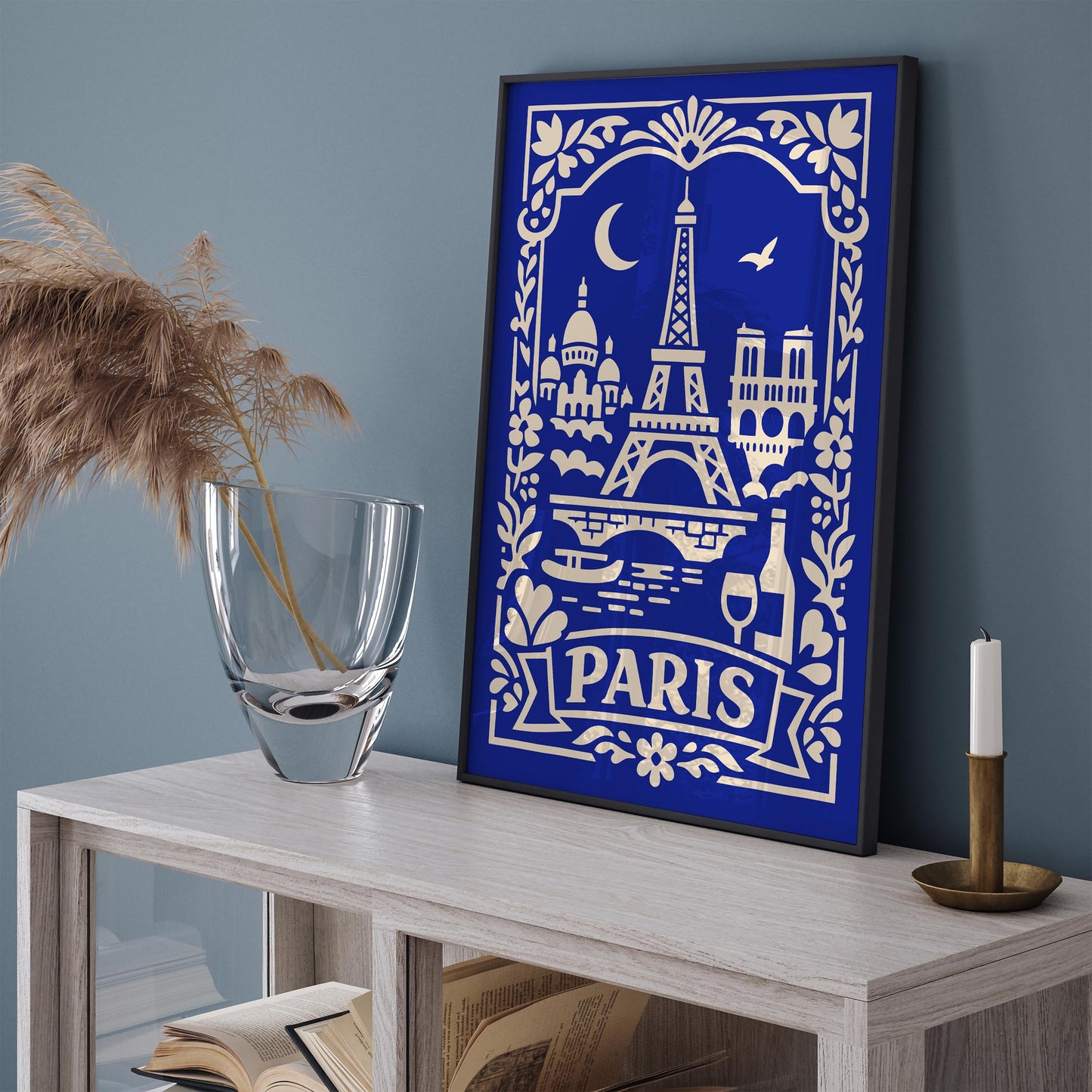 Paris Blue Travel Poster
