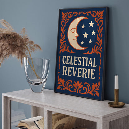 Celestial Reverie Poster - Rococo Moon Wall Art Print
