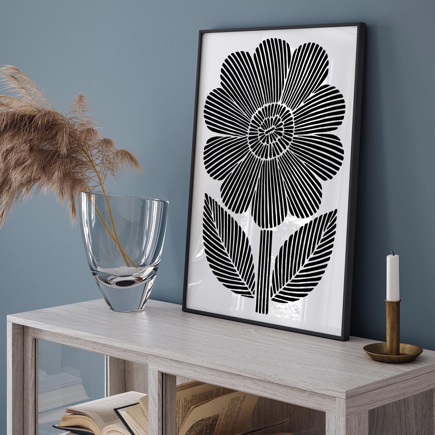 Black & White Big Abstract Flower Poster