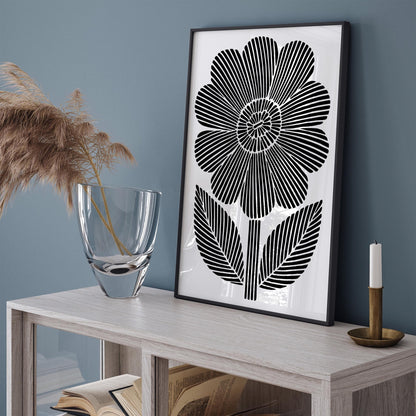 Black & White Big Abstract Flower Poster