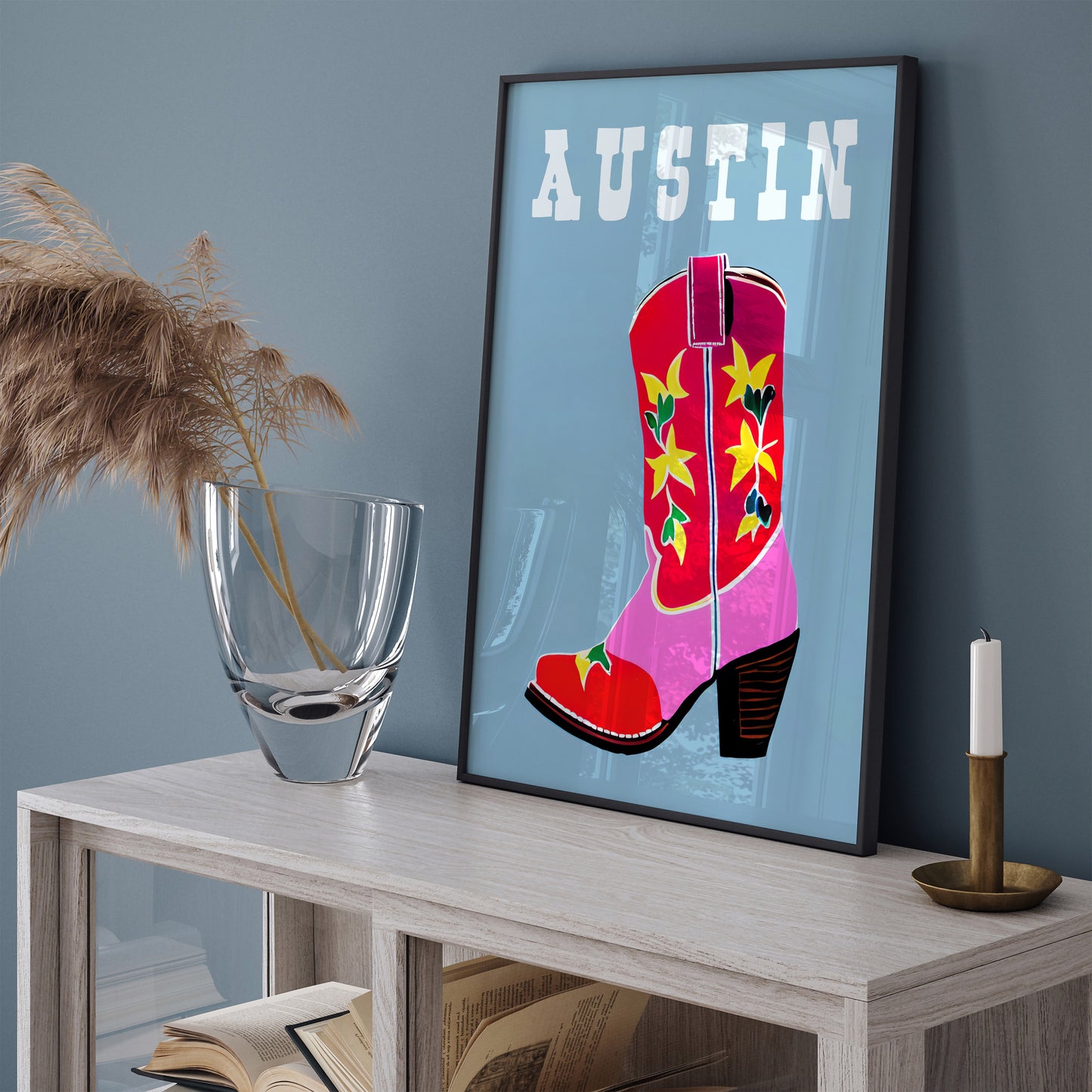 Austin Texas Poster - Cowgirl Boot