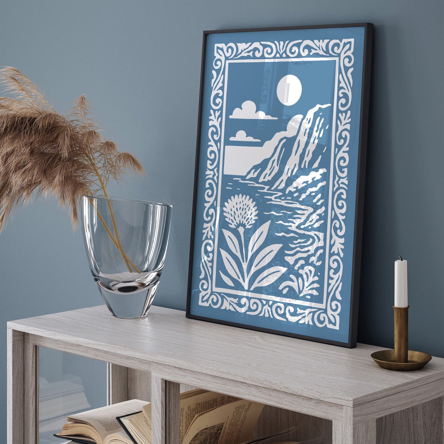 Blue Tropical Landscape Poster