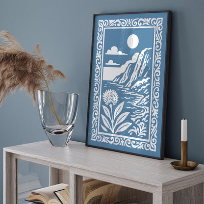 Blue Tropical Landscape Poster