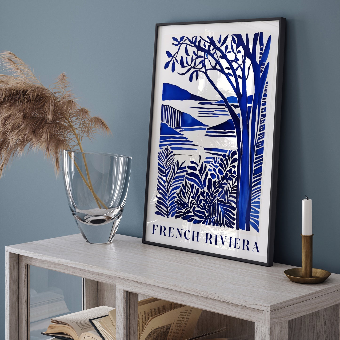 Riviera Reverie: Blue Travel Art