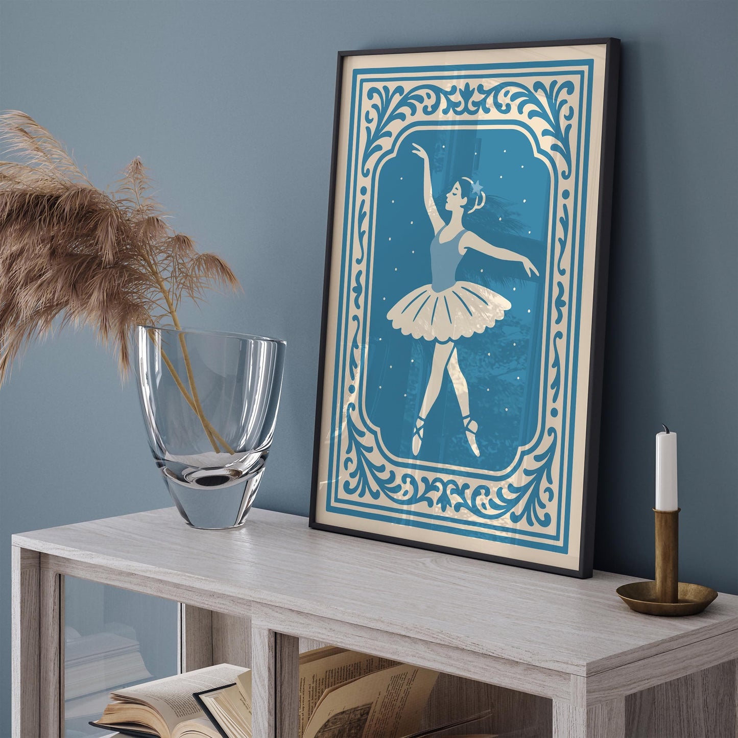 Mystical Ballerina Poster - Blue Dancer Kids Wall Art