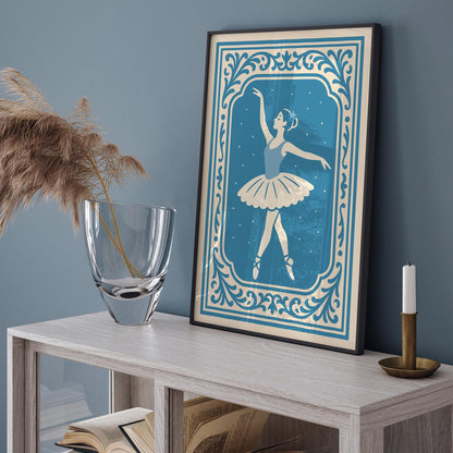 Mystical Ballerina Poster - Blue Dancer Kids Wall Art