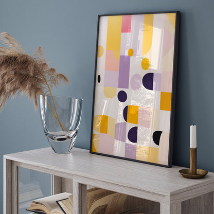 Yellow and Purple Abstract Shapes MCM Wall Art