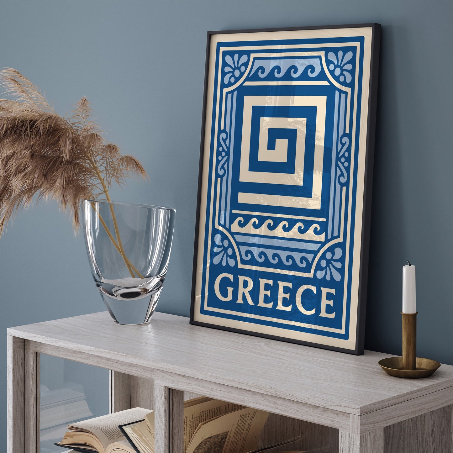Greece Blue Travel Poster Wall Art