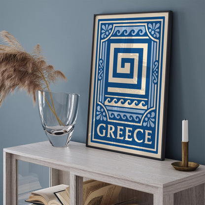 Greece Blue Travel Poster Wall Art