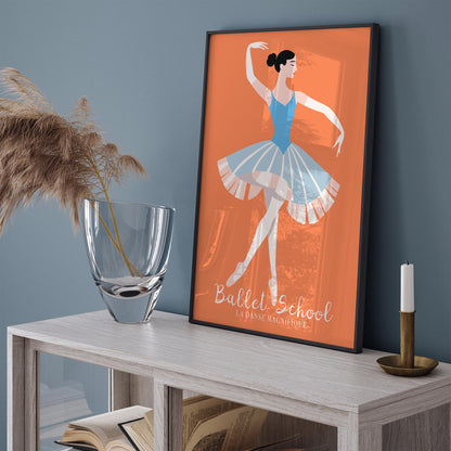 Aesthetic Ballet School Poster - Elegant Ballerina Wall Art Illustration