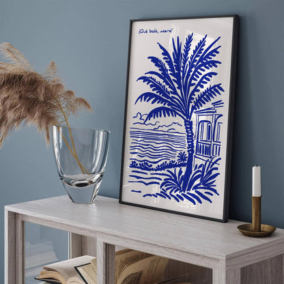 Blue and White Spanish Scenic Travel Poster