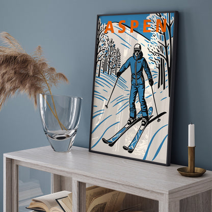 Aspen Skiing Travel Poster