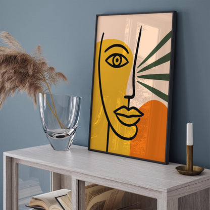 Abstract Boho Face Line Art Poster Print