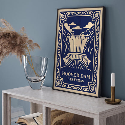 Hoover Dam Poster - Las Vegas Navy Blue Travel Art