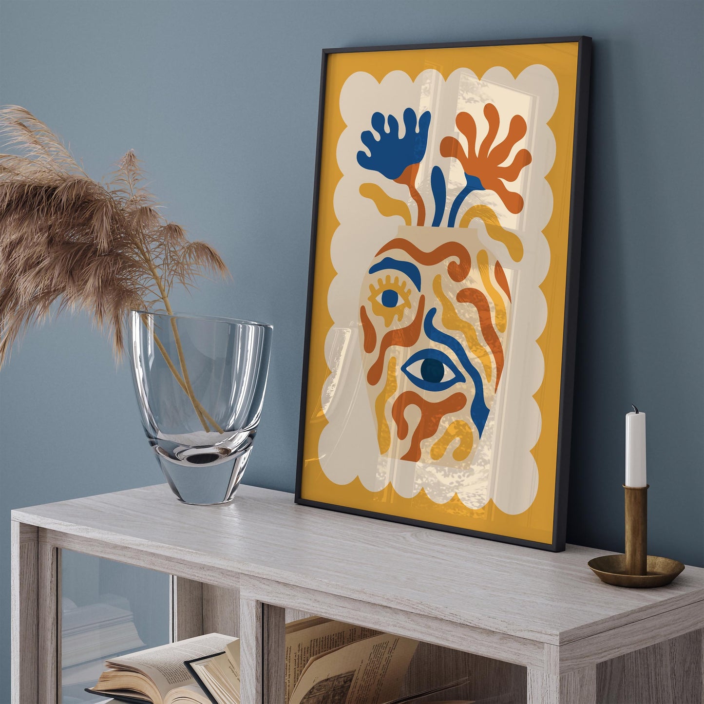 Surreal Eye Vase Poster - Boho Abstract Face Wall Art