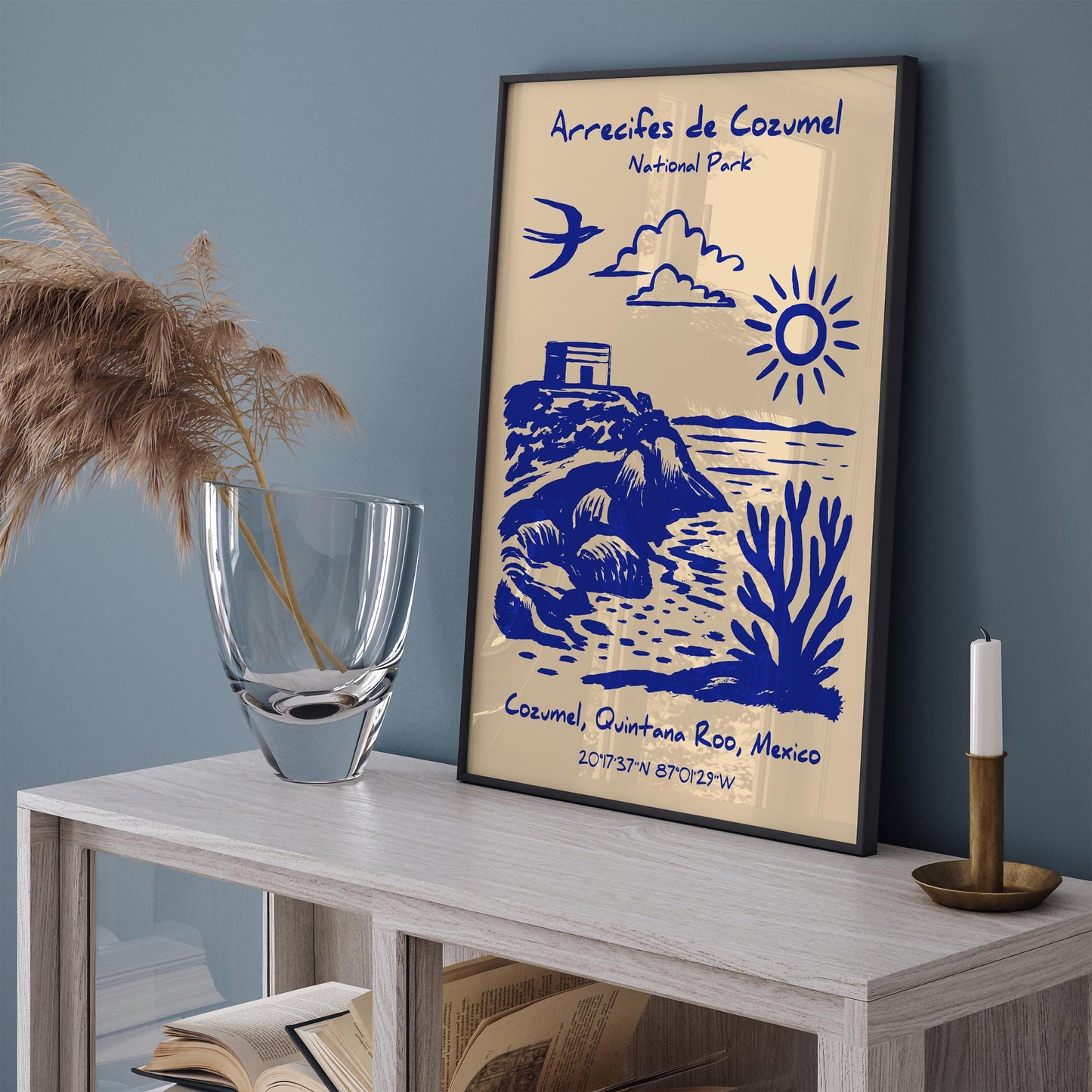 Cozumel National Park Poster - Blue Mexico Landscape Print
