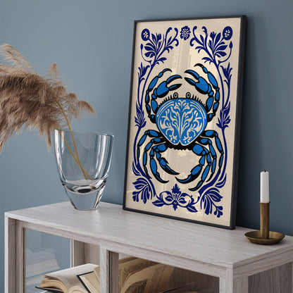 Blue Crab Neutical Art Print