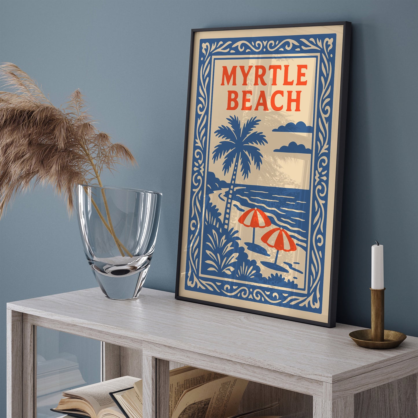 Myrtle Beach Poster - Tropical Blue Landscape Art Print