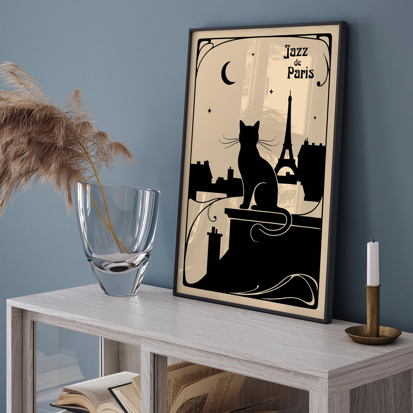 Vintage Jazz de Paris Poster – Music Cat Wall Art Print