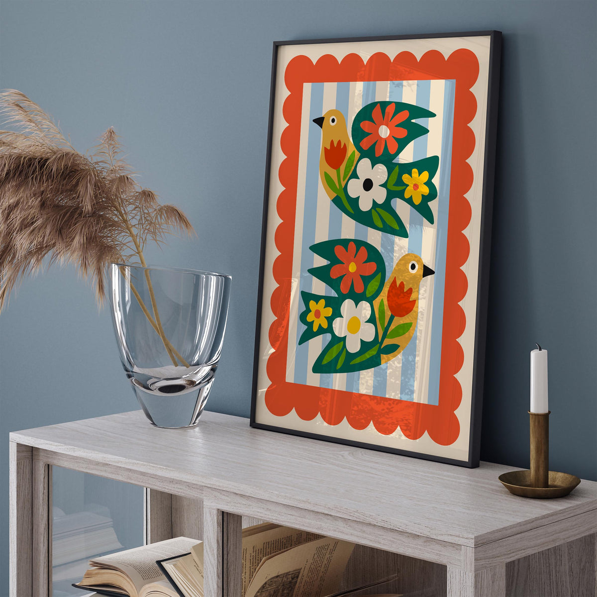 Colorful Folk Bird Poster
