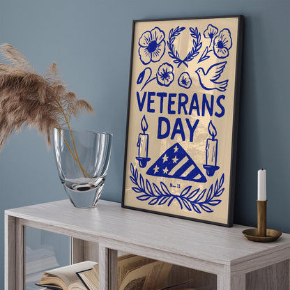 Veterans Day November 11 Blue Poster