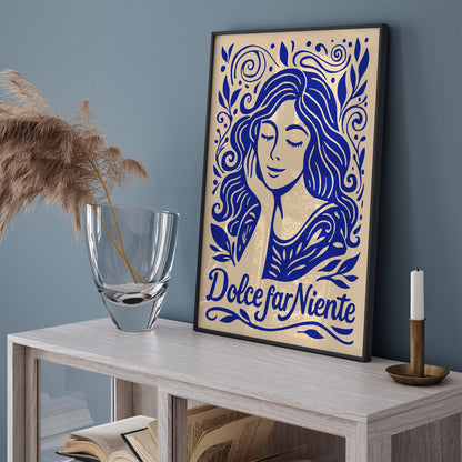 Dolce Far Niente Poster - Blue Quote Wall Art