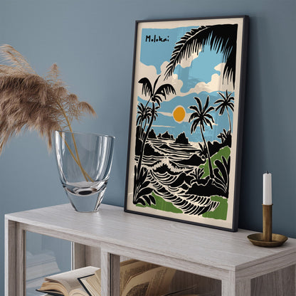 Molokai Hawaii Travel Tropical Poster