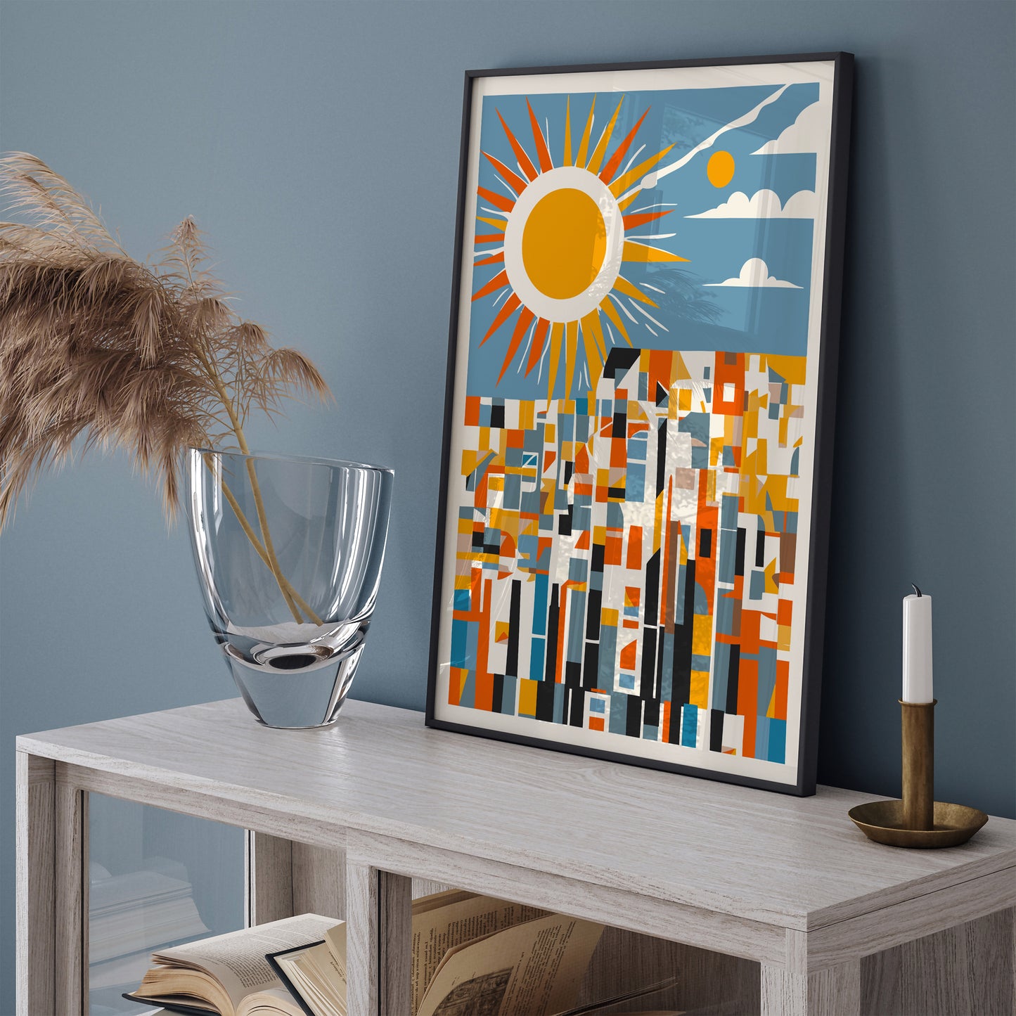 Mid-Century Modern Sun Collage Poster