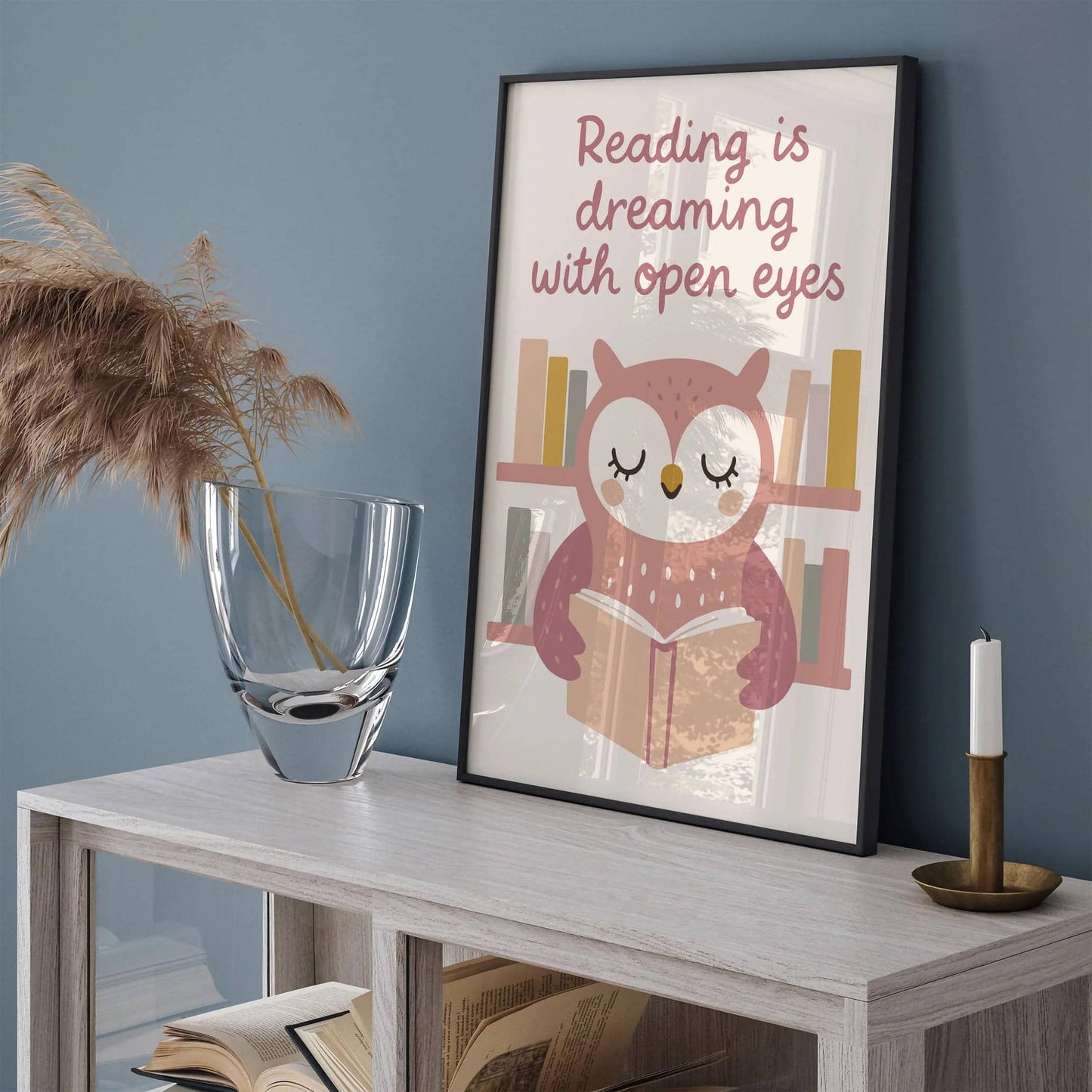 Reading is Dreaming Poster - Reading Owl Print