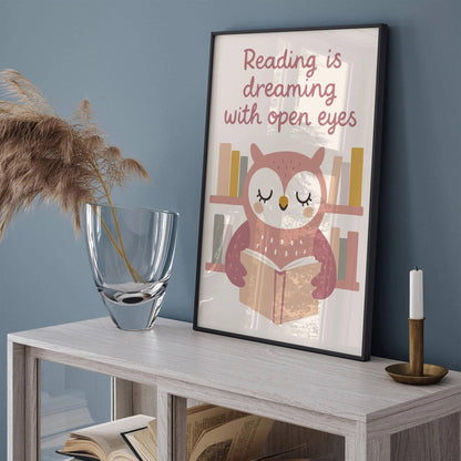 Reading is Dreaming Poster - Reading Owl Print
