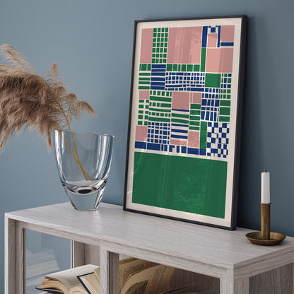 Green Mid Century Modern Geometric Poster