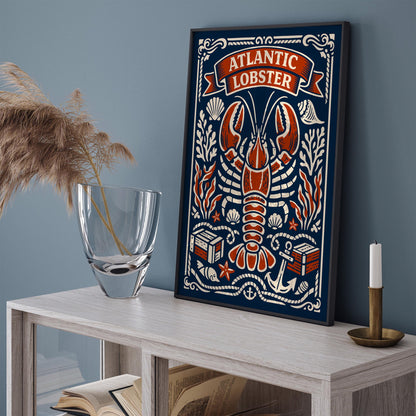 Atlantic Lobster Coastal Art Poster