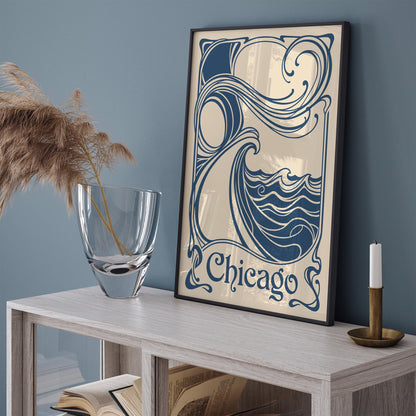 Art Nouveau Chicago Travel Poster