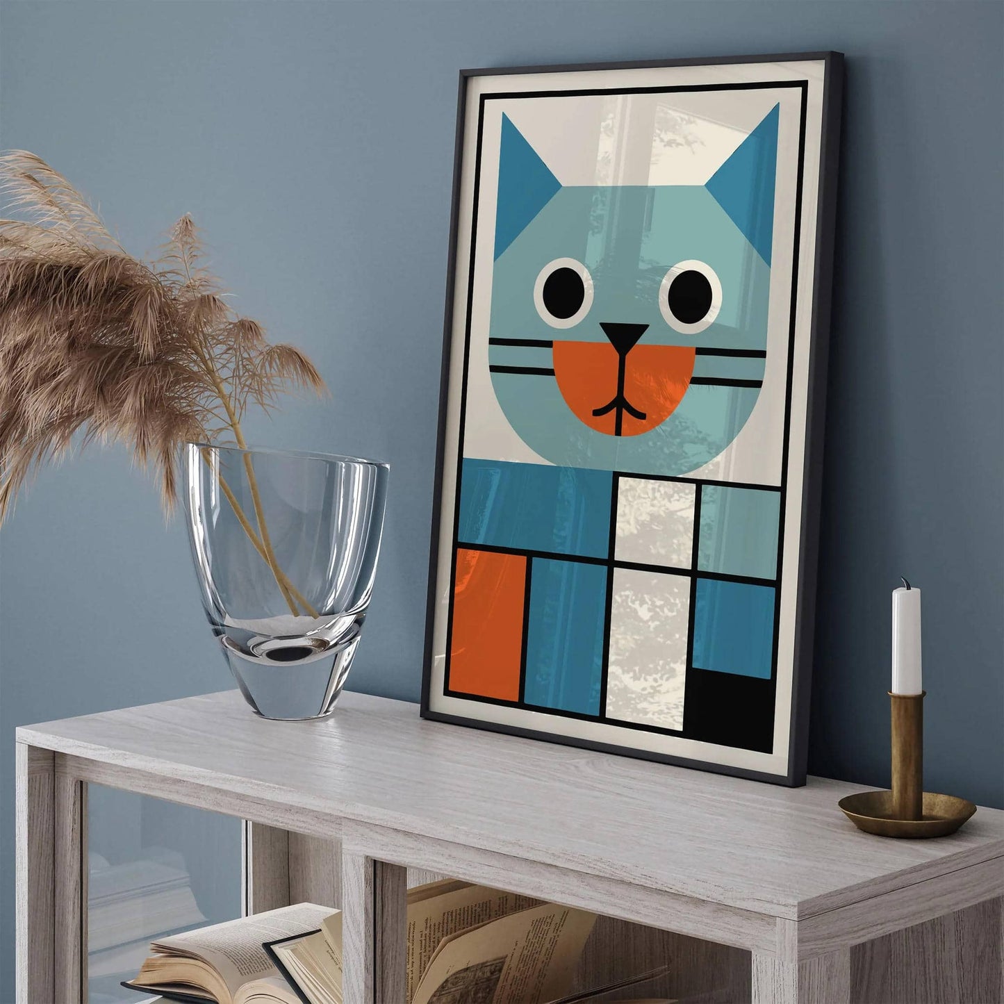 Bauhaus Style Cat Wall Art – Modern Home Decor