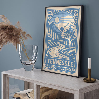 Tennessee Travel Poster - Icy Blue Landscape Print