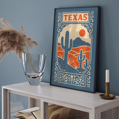 Texas Landscape Travel Poster - Country Style Home Decor