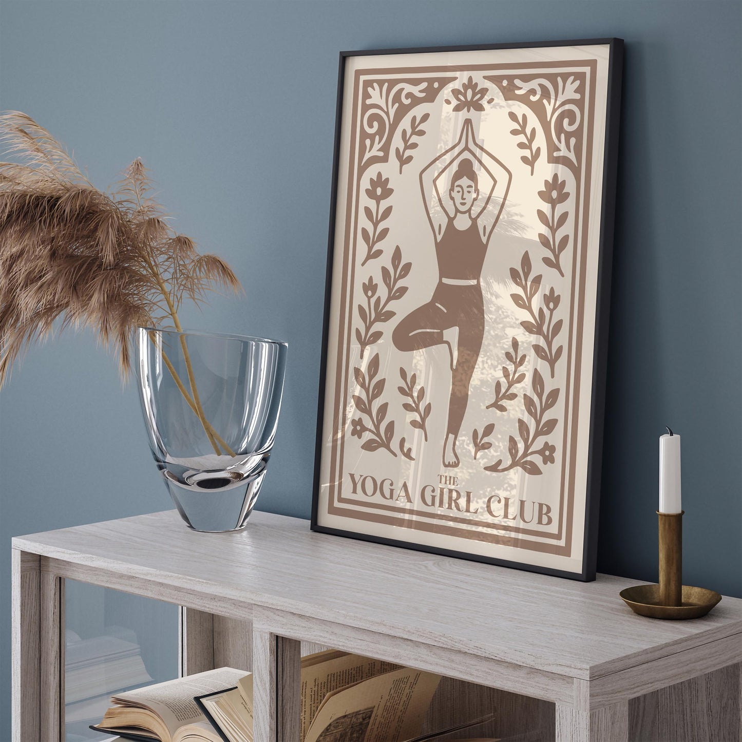 The Yoga Girl Club Poster - Japandi Beige Aesthetic Wall Art Print