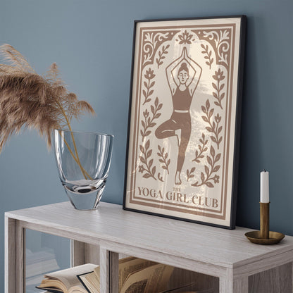 The Yoga Girl Club Poster - Japandi Beige Aesthetic Wall Art Print