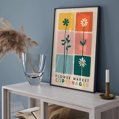 Retro Flower Market Copenhagen Denmark Poster