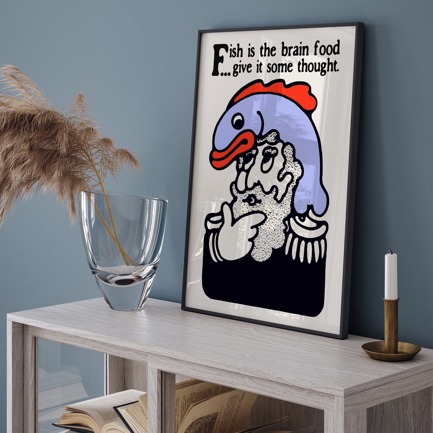 Fish Eating Motivational Vintage Poster