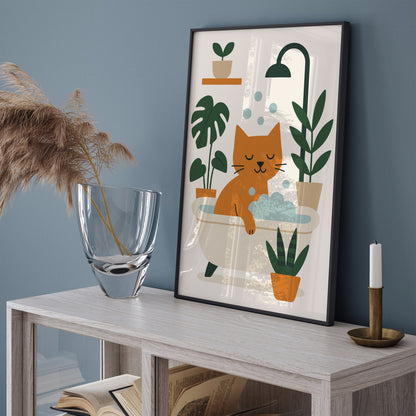 Cat Taking Bath Poster