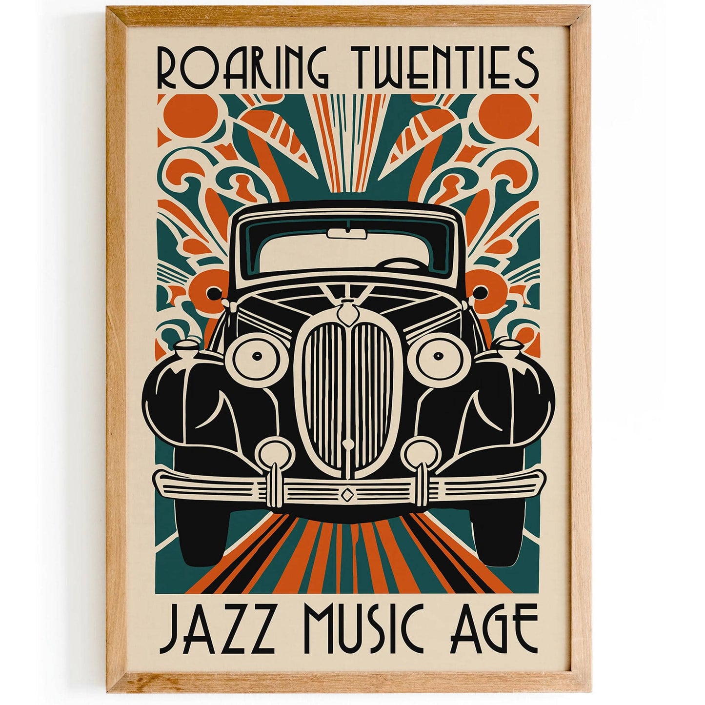 20s Jazz Music Age Old Car Poster