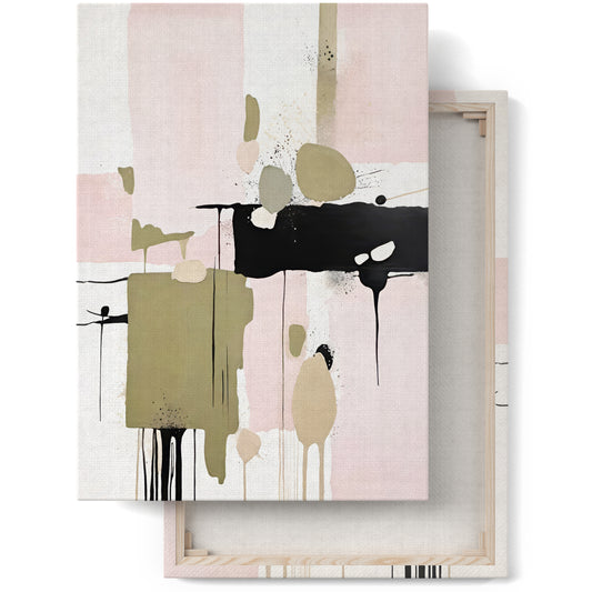 Contemporary Pink Beige Canvas Piece