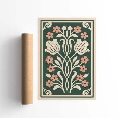 Art Nouveau Floral Wall Art Print