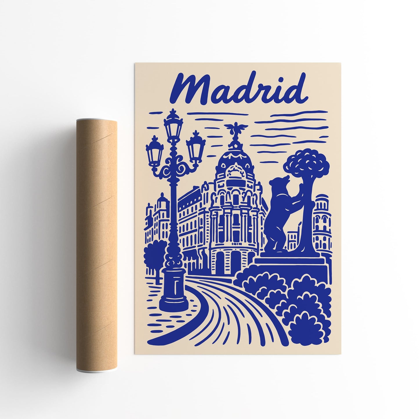 Madrid Cityscape Blue Wall Art Print